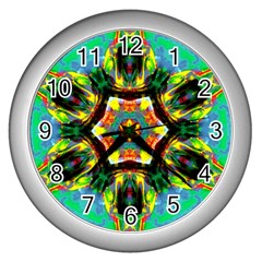 Chakra Art Heart Healing Blue Wall Clock (silver) by Simbadda