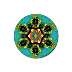 Chakra Art Heart Healing Blue Rubber Round Coaster (4 Pack)  by Simbadda