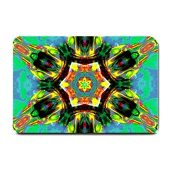 Chakra Art Heart Healing Blue Small Doormat  by Simbadda