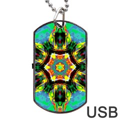 Chakra Art Heart Healing Blue Dog Tag Usb Flash (two Sides) by Simbadda