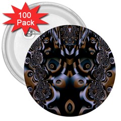 Art Fractal Artwork Design 3  Buttons (100 Pack)  by Simbadda