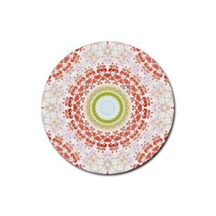 Fractal Kaleidoscope Mandala Rubber Coaster (round)  by Simbadda