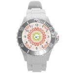 Fractal Kaleidoscope Mandala Round Plastic Sport Watch (L) Front