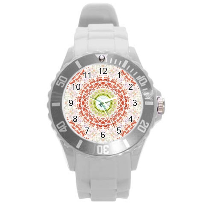 Fractal Kaleidoscope Mandala Round Plastic Sport Watch (L)