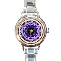 Mandala Art Design Pattern Round Italian Charm Watch by Simbadda