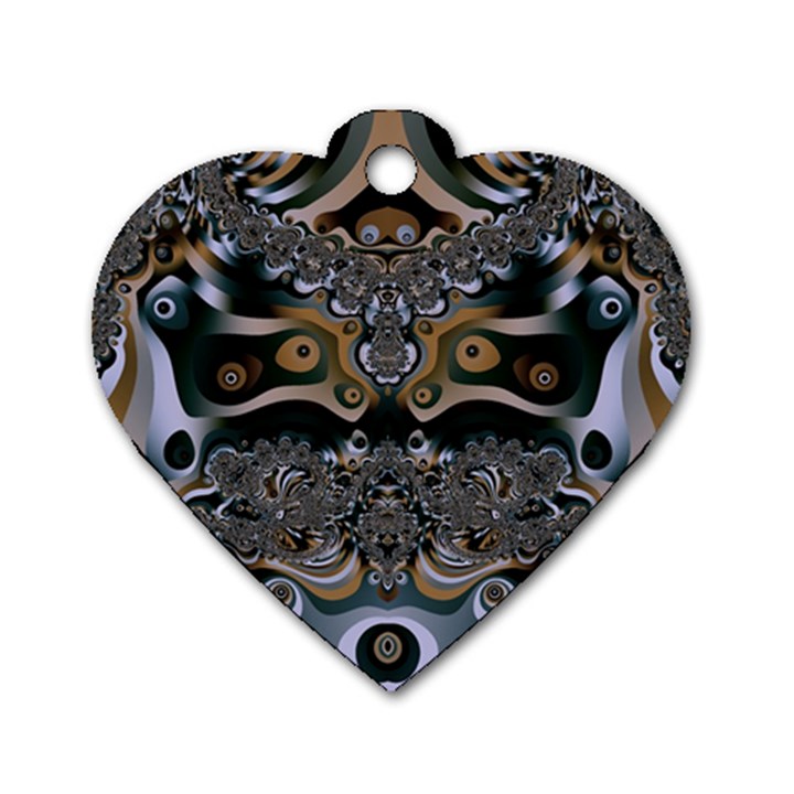 Fractal Art Artwork Design Dog Tag Heart (Two Sides)