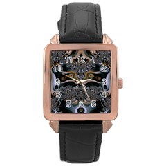 Fractal Art Artwork Design Rose Gold Leather Watch  by Simbadda