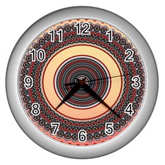 Ornamental Shape Concentric Round Wall Clock (silver) by Simbadda