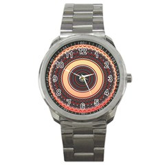 Ornamental Shape Concentric Round Sport Metal Watch by Simbadda