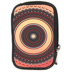 Ornamental Shape Concentric Round Compact Camera Leather Case by Simbadda