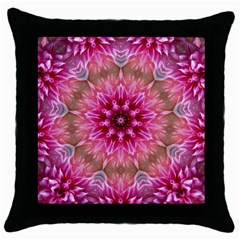 Flower Mandala Art Pink Abstract Throw Pillow Case (black) by Simbadda