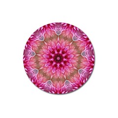 Flower Mandala Art Pink Abstract Magnet 3  (round) by Simbadda