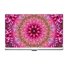 Flower Mandala Art Pink Abstract Business Card Holder by Simbadda