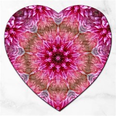 Flower Mandala Art Pink Abstract Jigsaw Puzzle (heart) by Simbadda