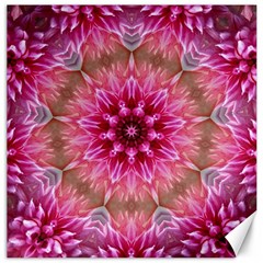 Flower Mandala Art Pink Abstract Canvas 12  X 12  by Simbadda