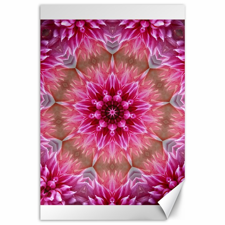 Flower Mandala Art Pink Abstract Canvas 24  x 36 