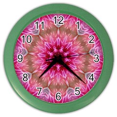 Flower Mandala Art Pink Abstract Color Wall Clock by Simbadda