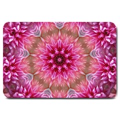 Flower Mandala Art Pink Abstract Large Doormat  by Simbadda