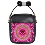 Flower Mandala Art Pink Abstract Girls Sling Bag Front