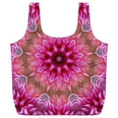 Flower Mandala Art Pink Abstract Full Print Recycle Bag (xl) by Simbadda