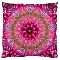 Flower Mandala Art Pink Abstract Large Flano Cushion Case (two Sides) by Simbadda