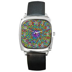 Points Mandala Kaleidoscope Square Metal Watch by Simbadda