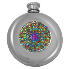 Points Mandala Kaleidoscope Round Hip Flask (5 Oz) by Simbadda