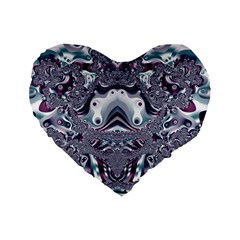 Pattern Fractal Art Artwork Design Standard 16  Premium Flano Heart Shape Cushions