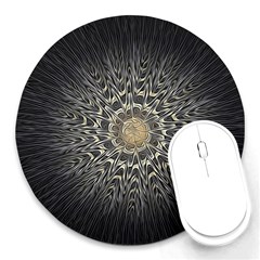 Fractal Mandala Feathers Grey Round Mousepads by Simbadda