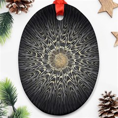 Fractal Mandala Feathers Grey Ornament (oval) by Simbadda