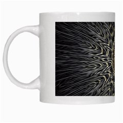 Fractal Mandala Feathers Grey White Mugs by Simbadda