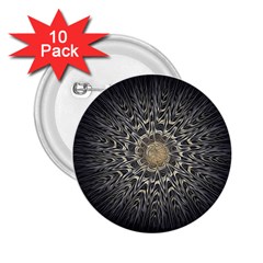 Fractal Mandala Feathers Grey 2 25  Buttons (10 Pack) 