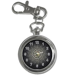 Fractal Mandala Feathers Grey Key Chain Watches by Simbadda