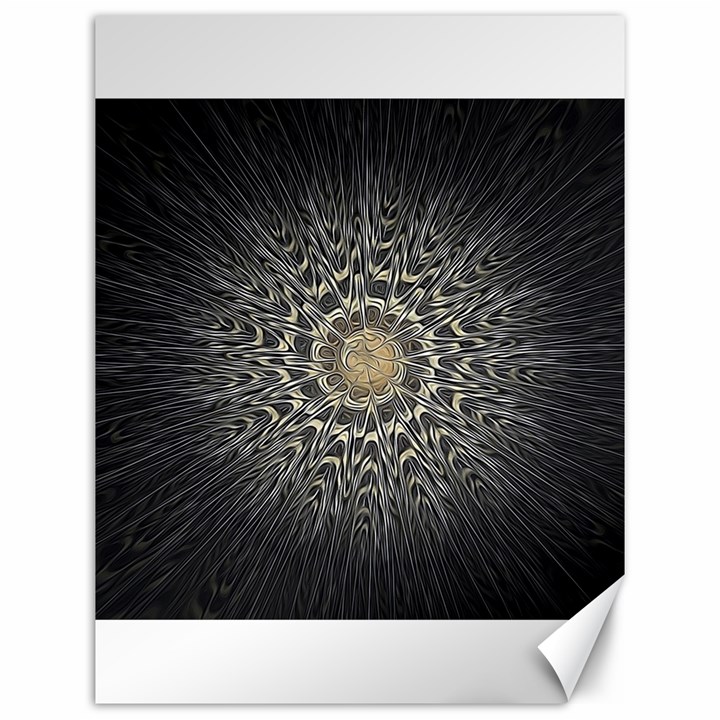 Fractal Mandala Feathers Grey Canvas 12  x 16 