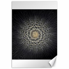 Fractal Mandala Feathers Grey Canvas 12  X 18  by Simbadda