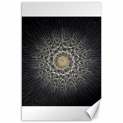 Fractal Mandala Feathers Grey Canvas 24  X 36  by Simbadda