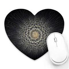 Fractal Mandala Feathers Grey Heart Mousepads by Simbadda