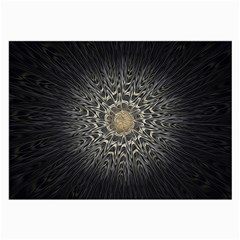 Fractal Mandala Feathers Grey Large Glasses Cloth (2-side) by Simbadda