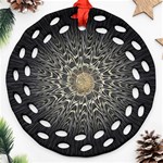 Fractal Mandala Feathers Grey Ornament (Round Filigree) Front