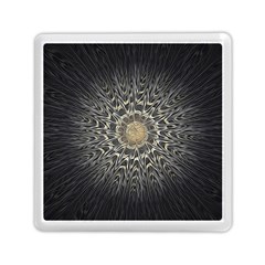 Fractal Mandala Feathers Grey Memory Card Reader (square) by Simbadda