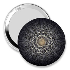 Fractal Mandala Feathers Grey 3  Handbag Mirrors by Simbadda