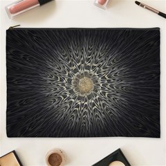 Fractal Mandala Feathers Grey Cosmetic Bag (xxxl)