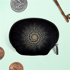 Fractal Mandala Feathers Grey Accessory Pouch (small) by Simbadda