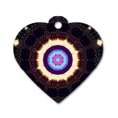 Mandala Art Design Pattern Dog Tag Heart (one Side) by Simbadda