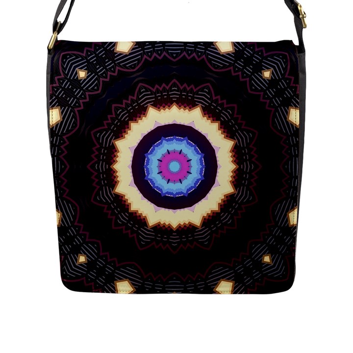 Mandala Art Design Pattern Flap Closure Messenger Bag (L)