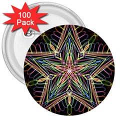 Star Mandala Pattern Design Doodle 3  Buttons (100 Pack)  by Simbadda