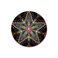 Star Mandala Pattern Design Doodle Rubber Round Coaster (4 Pack)  by Simbadda