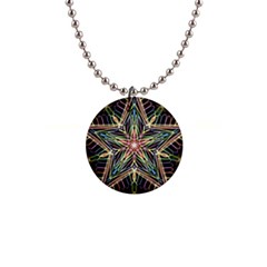 Star Mandala Pattern Design Doodle 1  Button Necklace by Simbadda