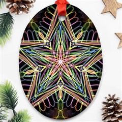 Star Mandala Pattern Design Doodle Oval Ornament (two Sides) by Simbadda