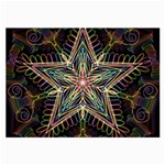 Star Mandala Pattern Design Doodle Large Glasses Cloth (2-Side) Front